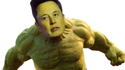 Elon musks face on hulks body